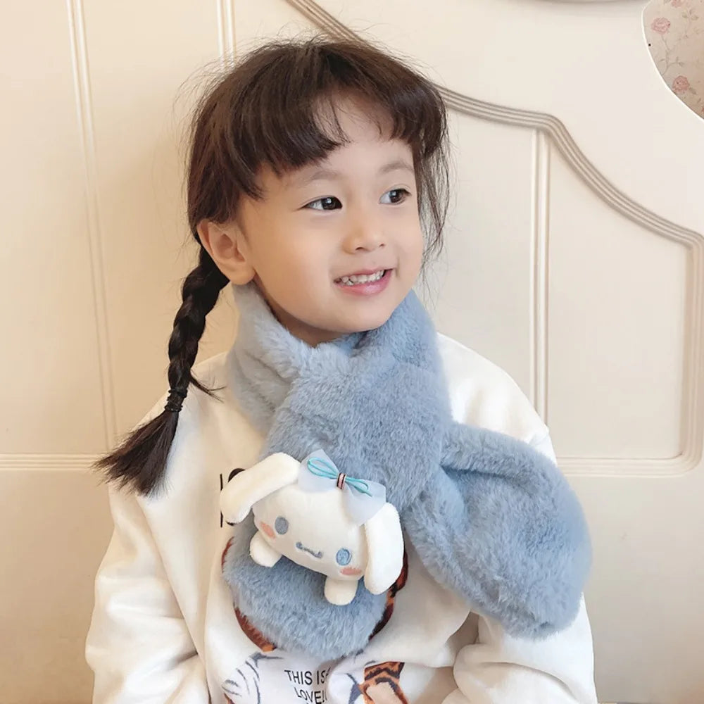 Kawaii Sanrio Plush Kuromi Children Scarf Cinnamoroll My Melody Anime Accessories Soft Thickened Kids Scarves Girls Cute Gifts
