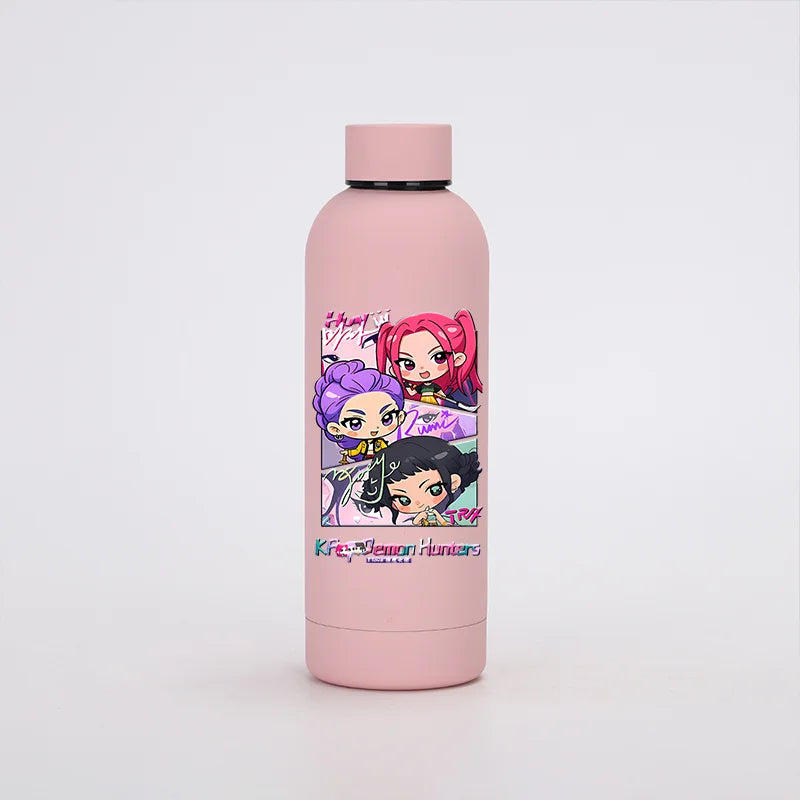 KPop Demon Hunters Kids Sports Water Cup Cute Anime Women Drinking Bottles Huntrix Rumi Zoey Cartoon Print Bottle Birthday Gift