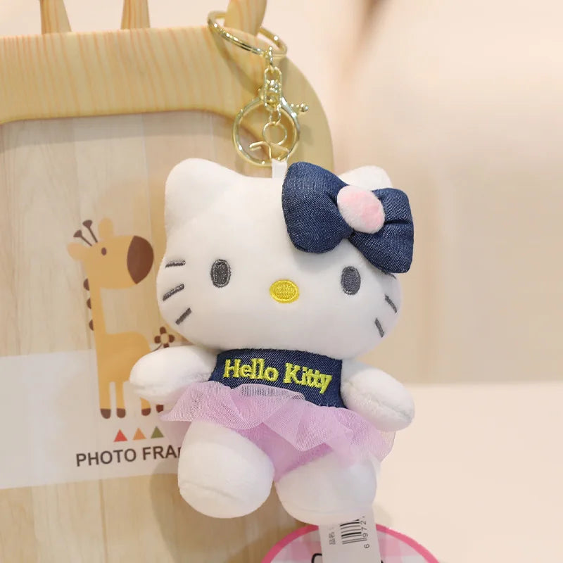 Sanrio Hello Kitty Stuffed Toys Bag Pendant Accessories Cute Plush Toys Kitten Keyring Anime Keychain Kids Birthday Gift
