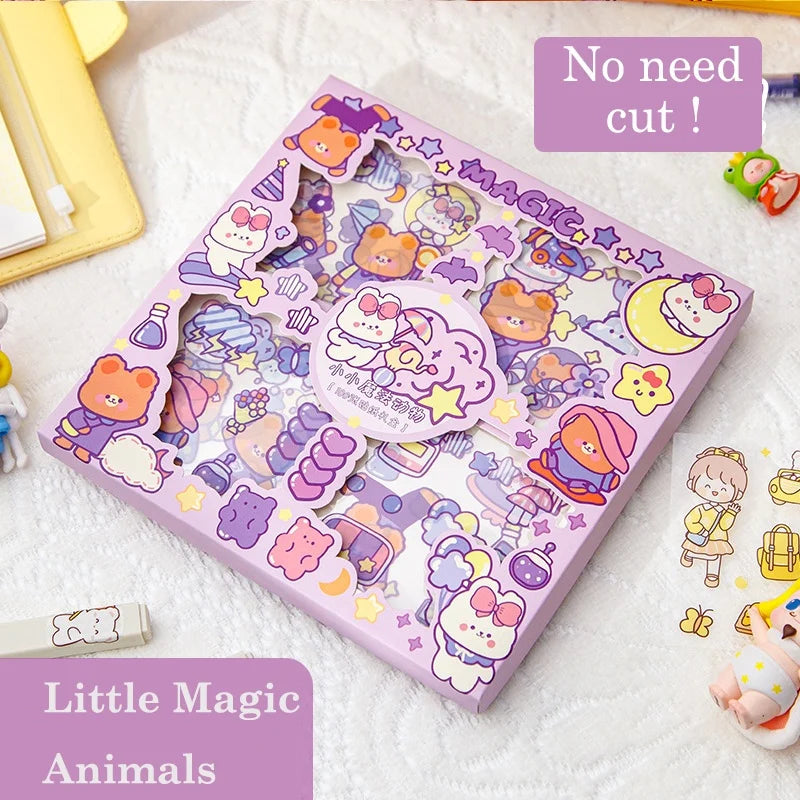 100 Pcs/Box Stickers for Kids Girls Set Kawaii Cartoon Decoration DIY Scrapbooking Waterproof Stationary Gift School Supplies