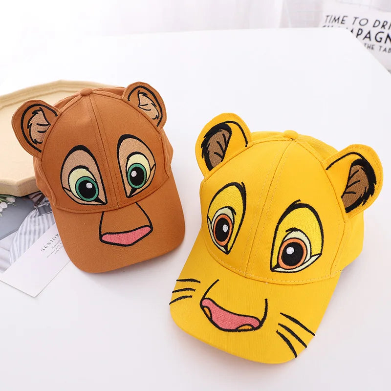 Disney Cartoon Anime Lion King Simba Children Hat Kids Boys Girls Baseball Cap Cute Ears Adjustable Sun Hat Casual Hat Gifts