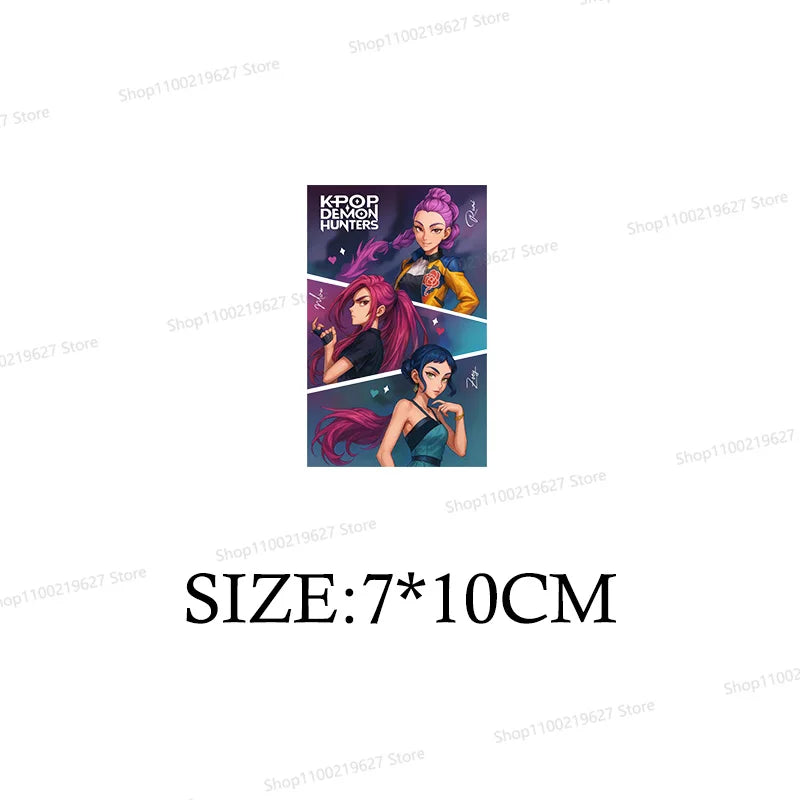 Kpop Demon Hunters Cartoon Patches for Clothes Vynil Heat Transfer Thermal Stickers DIY Kids T shirt Iron on for Women Appliqued