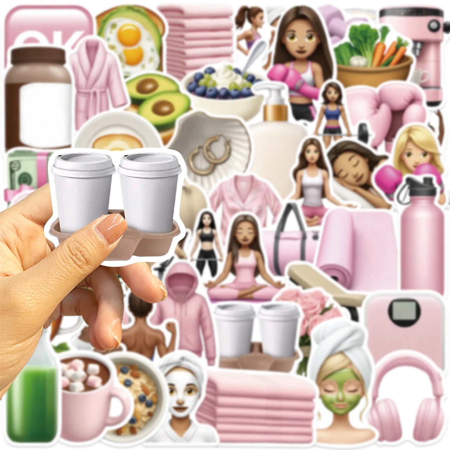 50PCS Sports Fitness Incentive Stickers Cool Girl Stickers GYM PVC Stickers Cartoon Graffiti Decoration Laptop Guitar Waterproof