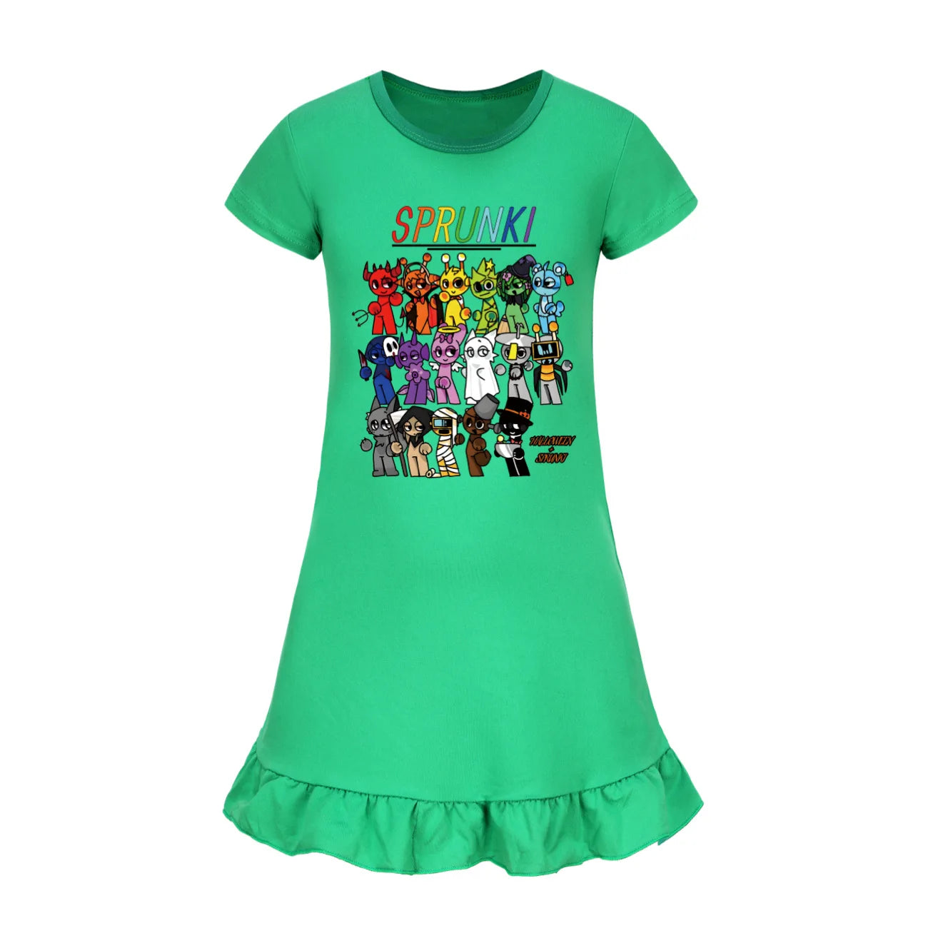 Hot sprunki Child Clothes Kids Summer Horror Game Incredibox Pajamas Dress Baby Girls Short Sleeve Nightgown Cartoon Sleep Wear