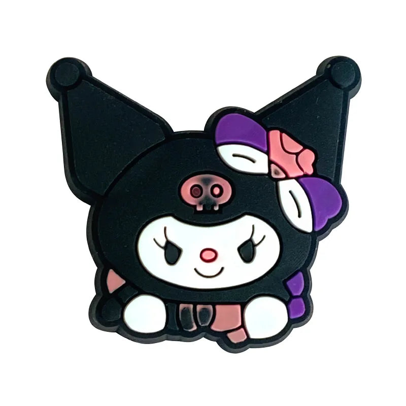 Fashion MINISO 1PCS Cartoon Cute Sanrio DIY Decorate Kuromi Shoe Charms PVC Black Sandals Accessories Kids Girls Boy X-mas Gifts