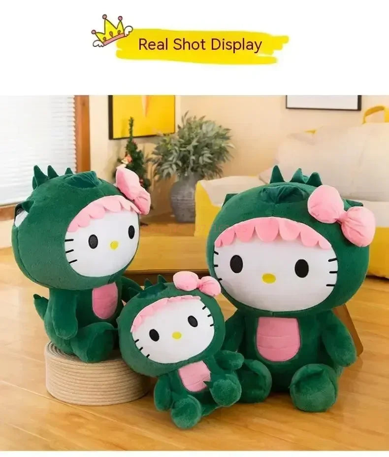 80cm Sanrio Dinosaur Hello Kitty Plush Toy Kawaii Anime Large Plushie Pillow Cute 35/50/65cm Cartoon Stuffed Doll Christmas Gift