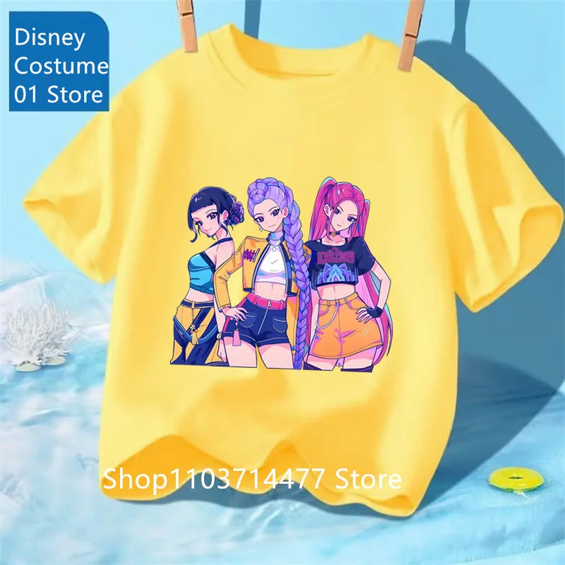 Children's Clothing KPop Demon Hunters Fans Gifts Kids Clothes Fashion Casual Tops 2025 Hot Movie Soft Baby Girls T Shirt