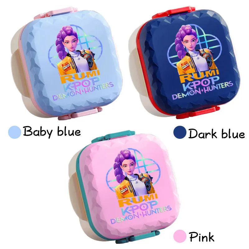 800ml For KPop Demon Hunters Lunch Box Microwave Heating Anime HUNTR/X Rumi Mira Zoey Bento Box BPA Free Comes with Tableware