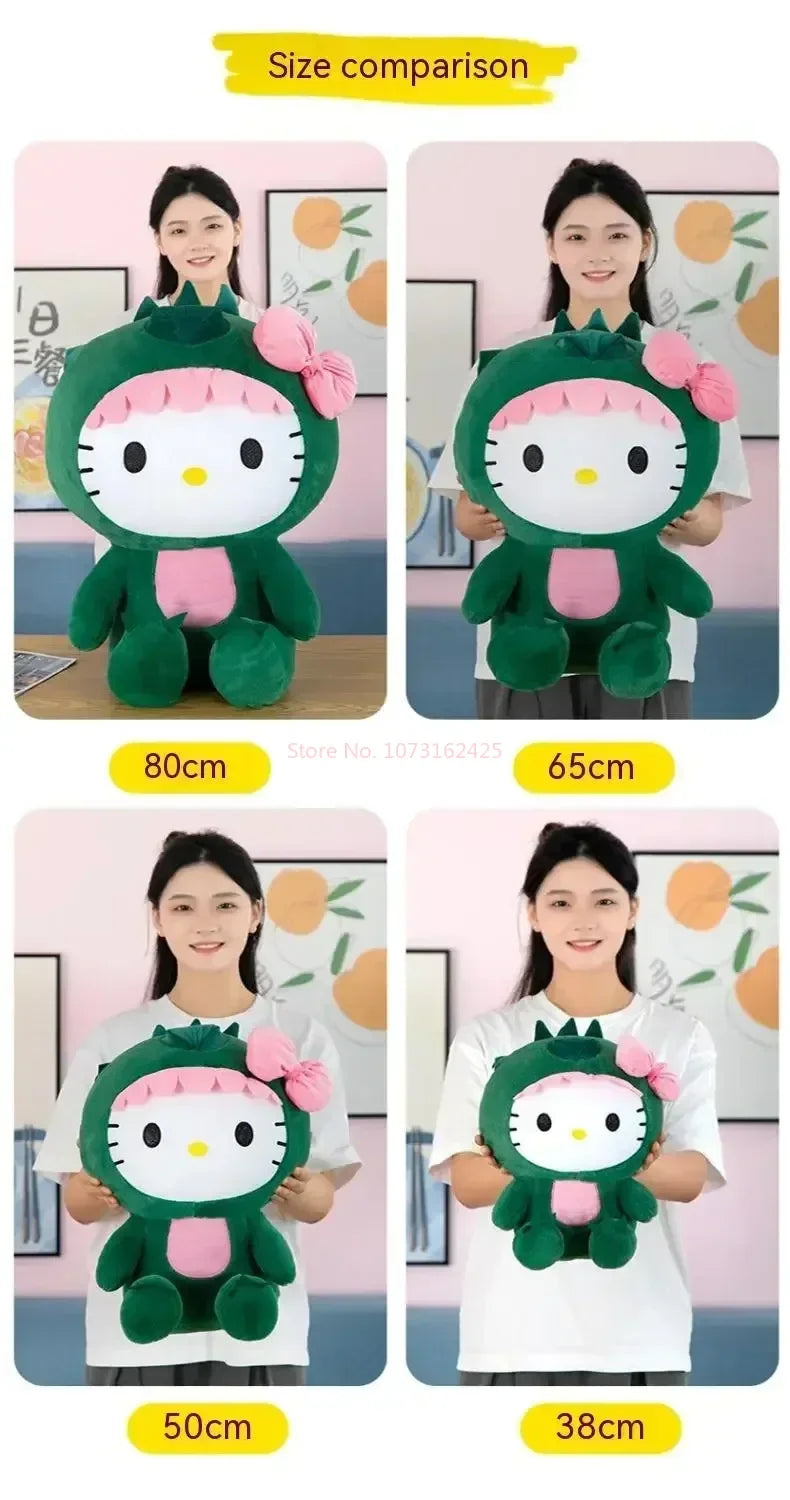 80cm Sanrio Dinosaur Hello Kitty Plush Toy Kawaii Anime Large Plushie Pillow Cute 35/50/65cm Cartoon Stuffed Doll Christmas Gift