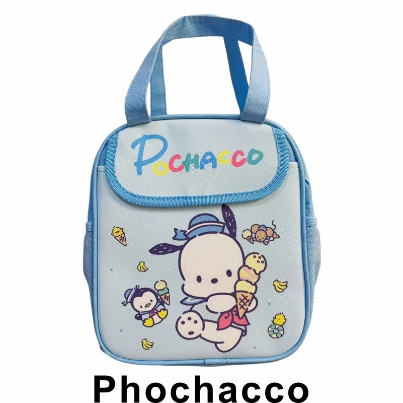 Hello Kitty Kuromi Cinnamonroll  Cartoon Kids Lunch Bag Thermal Insulation Aluminum Film C anvas Portable Insulation  Lunch Bag