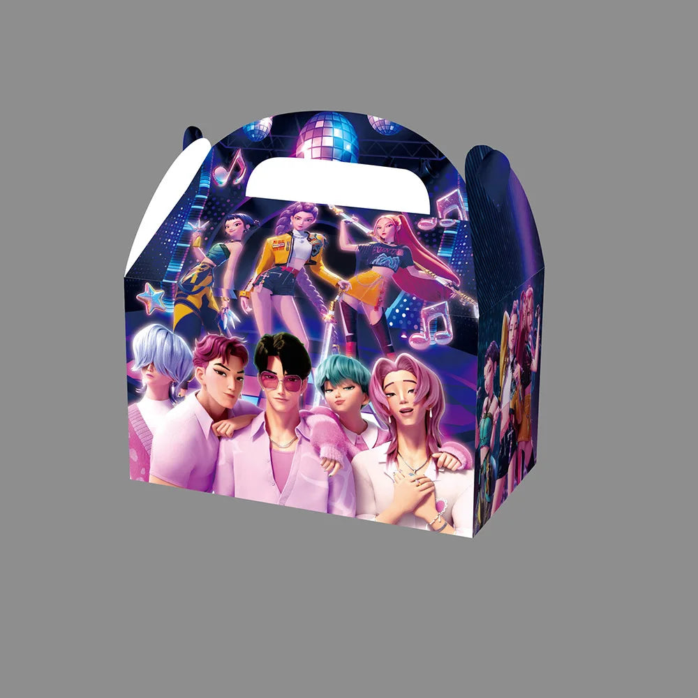 12/24pcs Kpop Demon Hunters Candy Box Birthday Party Supplies Portable Paper Box Packing Funny Gifts Game Anime Goku Gift Bags