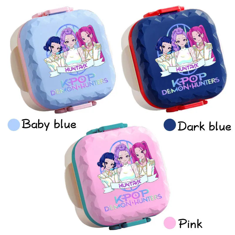 800ml For KPop Demon Hunters Lunch Box Microwave Heating Anime HUNTR/X Rumi Mira Zoey Bento Box BPA Free Comes with Tableware