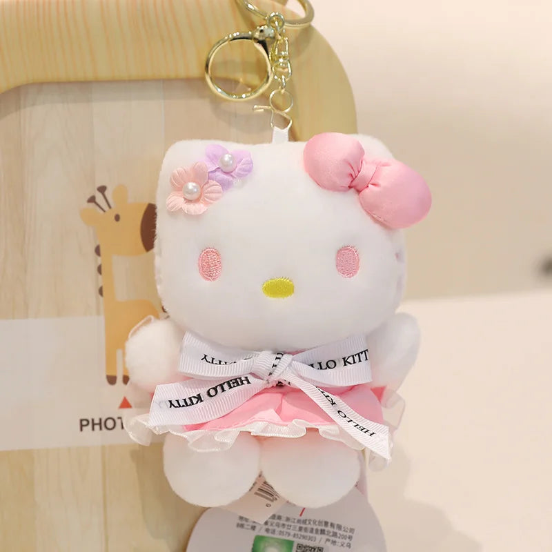 Sanrio Hello Kitty Stuffed Toys Bag Pendant Accessories Cute Plush Toys Kitten Keyring Anime Keychain Kids Birthday Gift