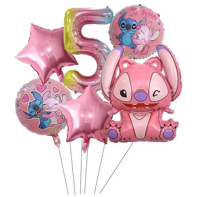 Pink Lilo and Stitch Angel Birthday Supplies Dishes Cup Plate Tablecloth Balloon Banner Girls Party Baby Shower Decorations