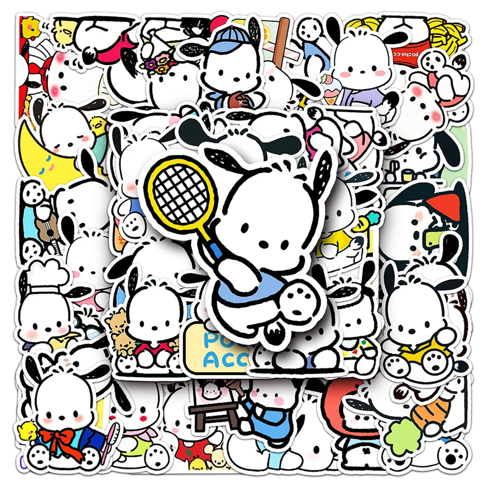 10/30/50pcs Cute Pochacco Stickers for Kids Funny Sanrio Cartoon Decals Toy Stationery Notebook Phone Case Graffiti Sticker Pack