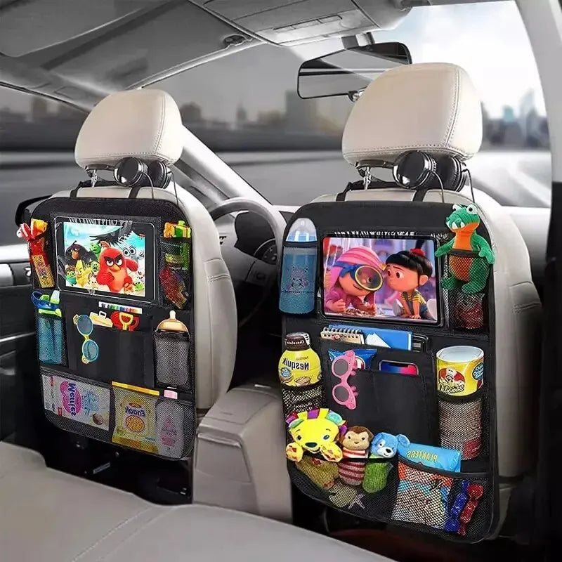 Car Seat Organizer Multi-functional Oxford Fabric Car Back Multi Pocket Storage Bag with Tablet Holder Protector for Kids