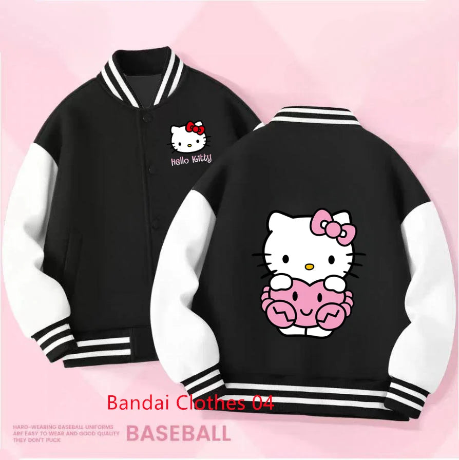 Kids Sanrio Fall/Winter Jacket Baseball Uniform Hello Kitty & Bear Pattern Print Thick warm stylish coat for boys and girls 2-14