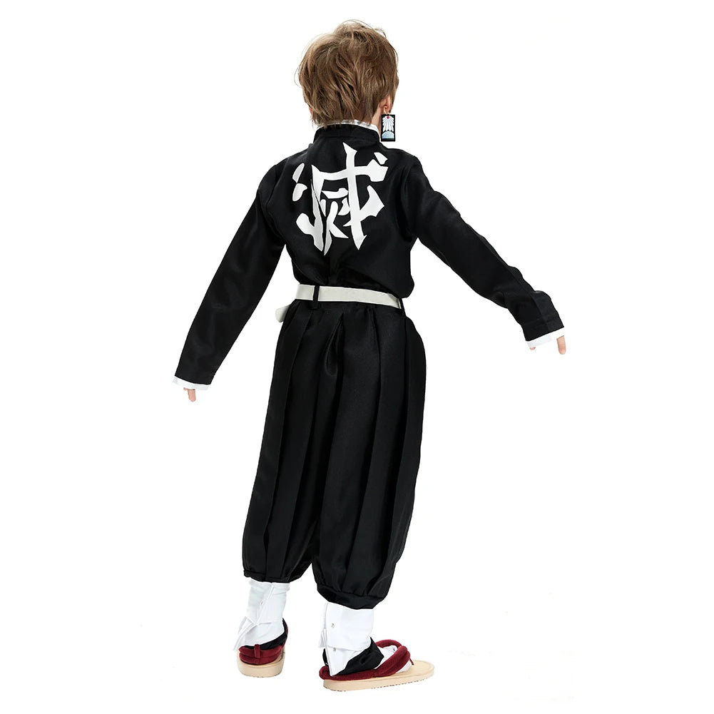 Cosplay Children's costume Anime Satan Killer Kimetsu No Yeyang Kamido Tanjiro Kimono costume Set Carnival Halloween Clothes