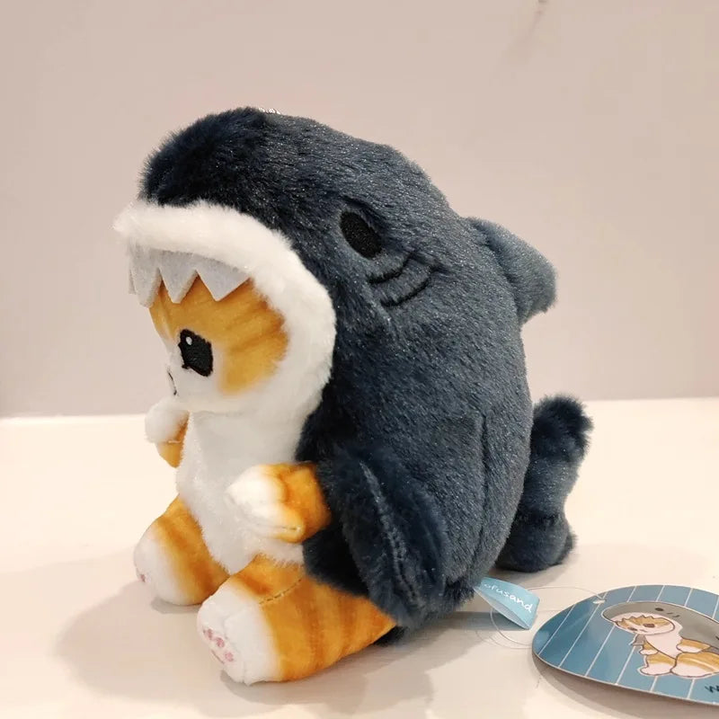 Kawaii Tempura Fried Shrimp Shark Cat Plush Doll Keychain Cartoon Cute Mofusand Anime Hobby Pendant Backpack for Girlfriend Gift