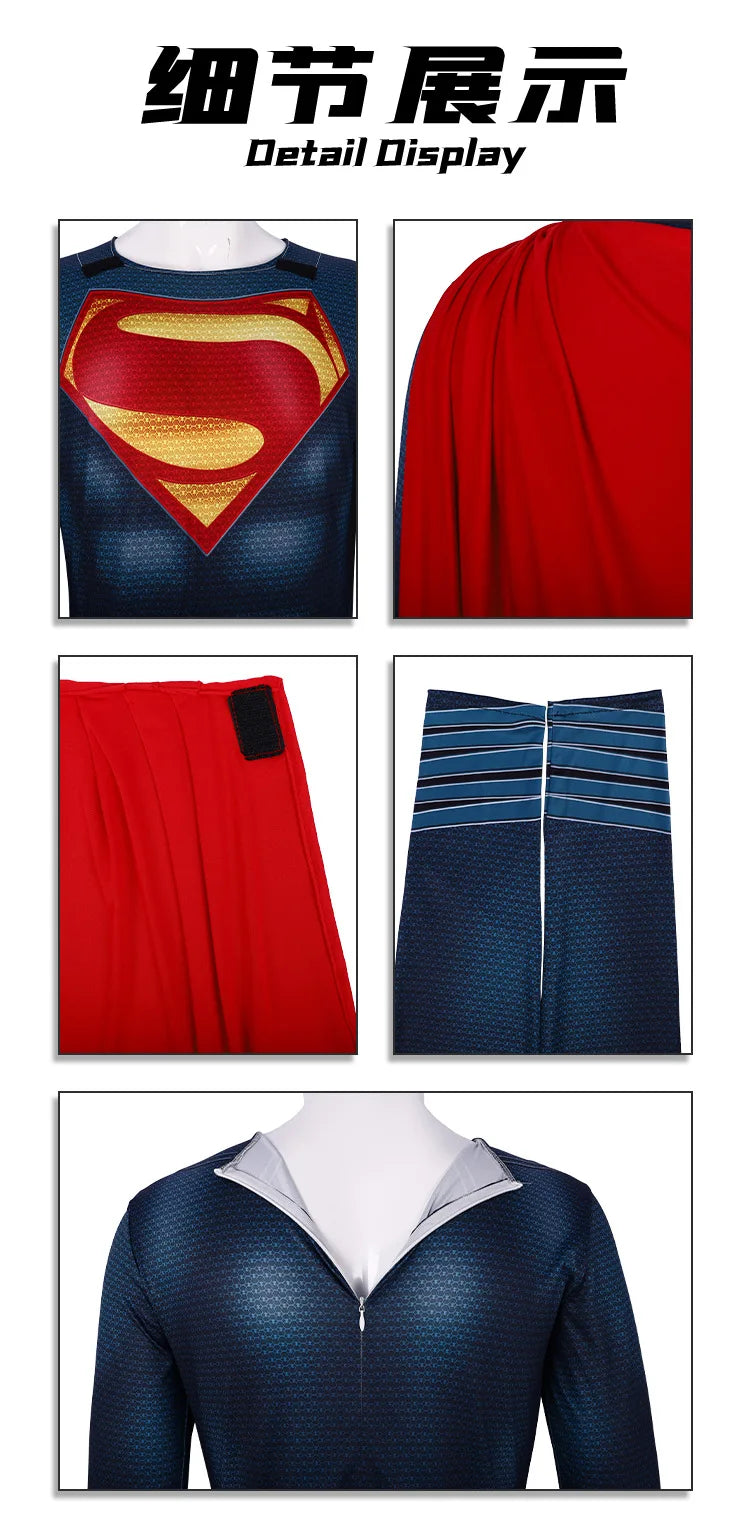 Superman Cosplay Costume Halloween Carnival Party Outfits Stage Performance Hero for Men Women Outfits