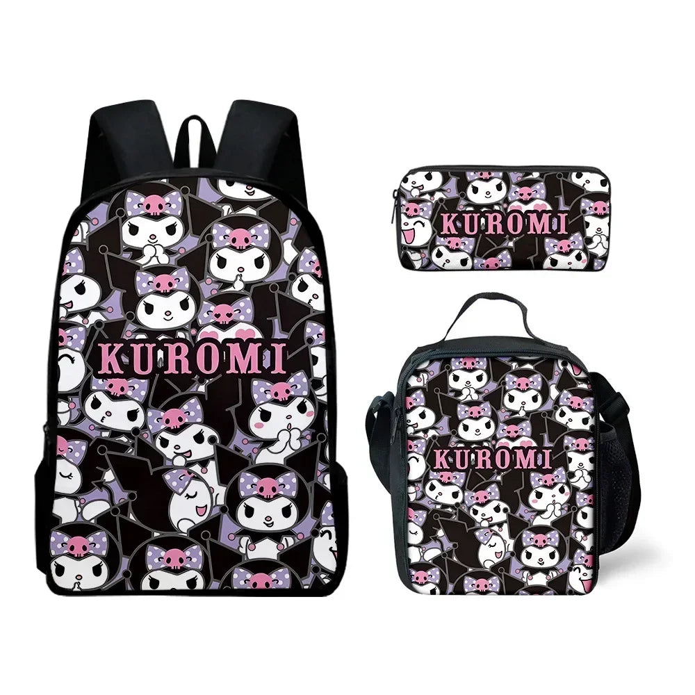Backpack Kuromi Backpack PencilBag Student Primary and Middle kawaii Cartoon SchoolBag Mochila Birthday Gift For Girls Kids Boys