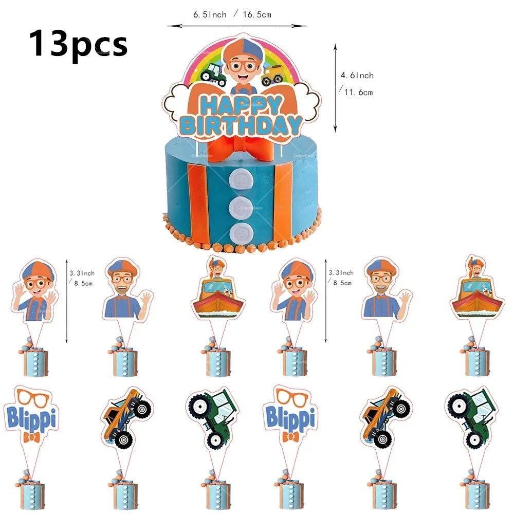 Blippiing Foil Balloon Happy Birthday Banner Decoration Party Supplies Backdrop Cake Toppers Disposable Tableware Latex Ballons