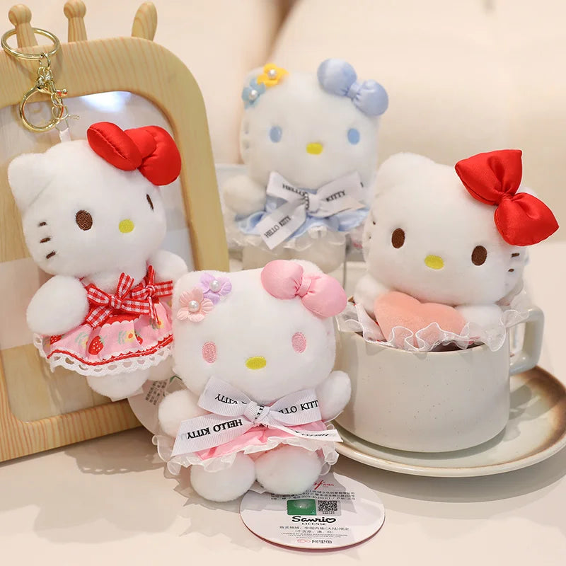 Sanrio Hello Kitty Stuffed Toys Bag Pendant Accessories Cute Plush Toys Kitten Keyring Anime Keychain Kids Birthday Gift