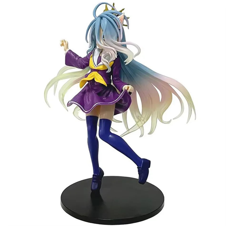 Anime game life standing posture school uniform anime beautiful girl handmade decorations pvc model white crown gift decoration