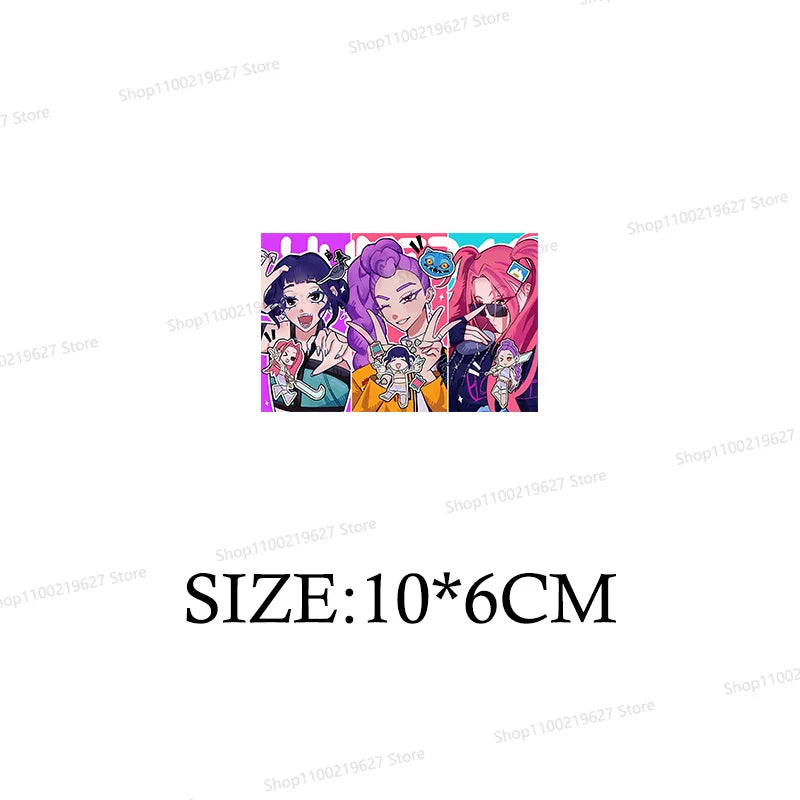 Kpop Demon Hunters Cartoon Patches for Clothes Vynil Heat Transfer Thermal Stickers DIY Kids T shirt Iron on for Women Appliqued