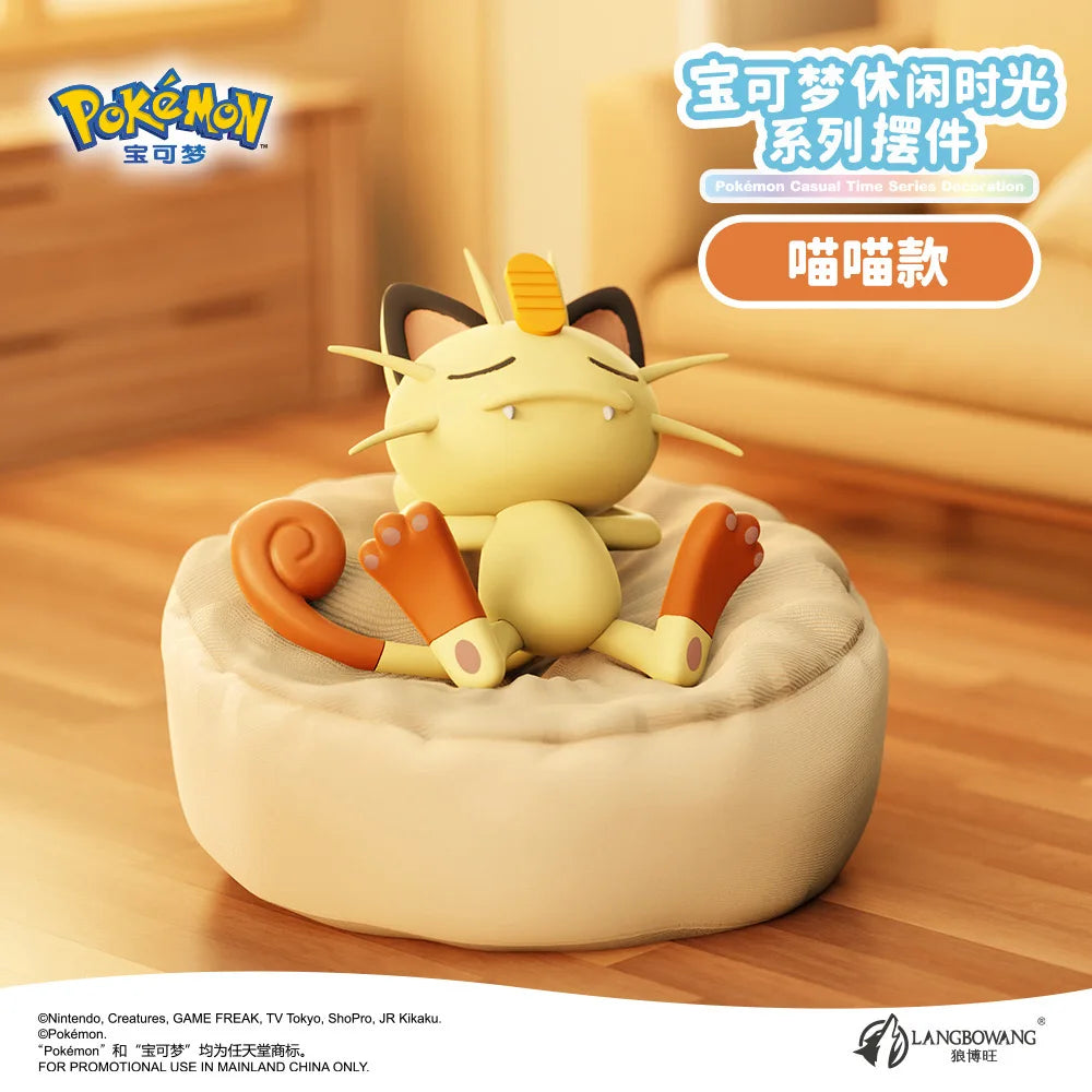 Pokemon Figure Set Starry Dream Series 6 Styles, Sleeping Pikachu Meowth Rowlet, Cute Action Model Toy Collection for Kids