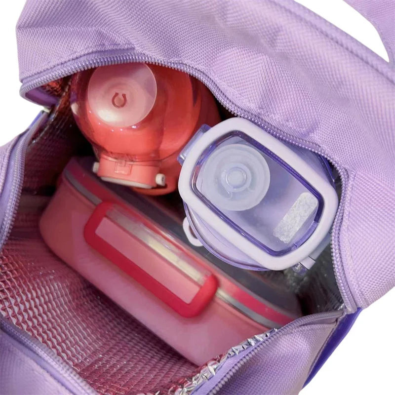 Hello Kitty Kuromi Cinnamonroll  Cartoon Kids Lunch Bag Thermal Insulation Aluminum Film C anvas Portable Insulation  Lunch Bag