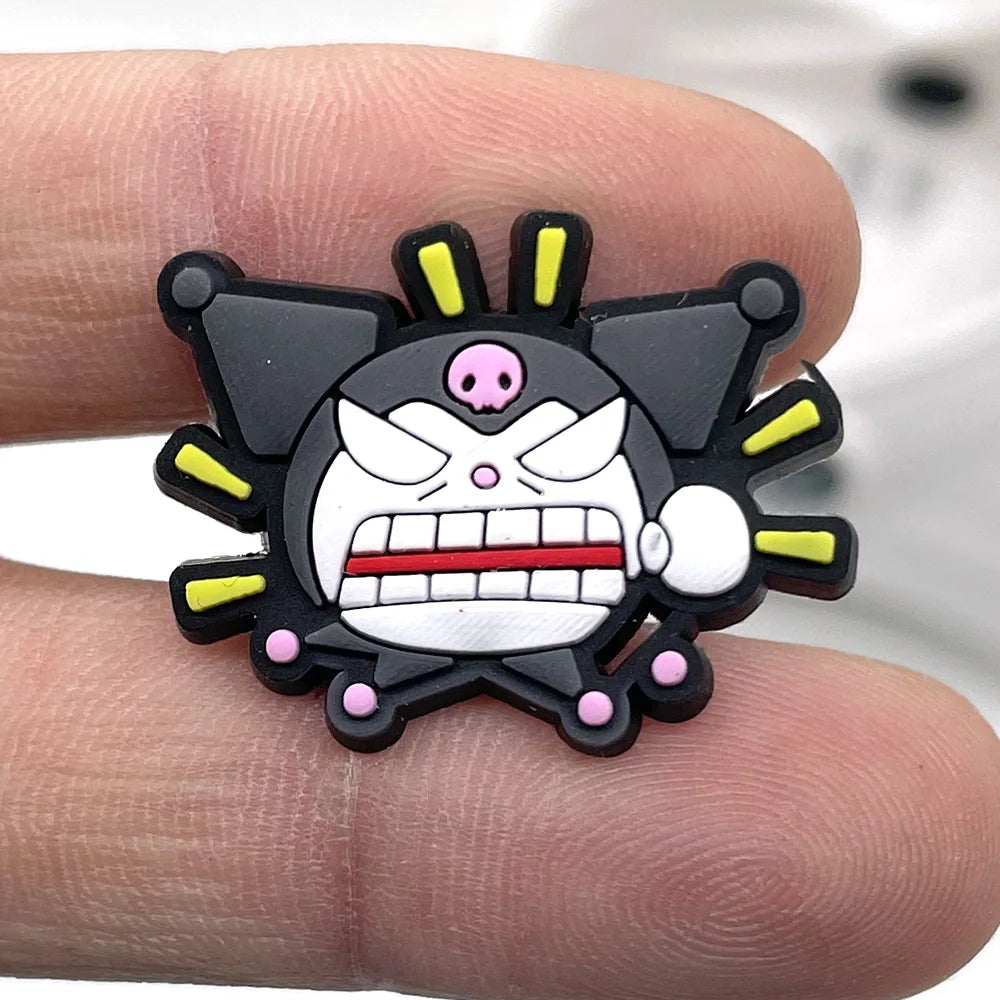 Fashion MINISO 1PCS Cartoon Cute Sanrio DIY Decorate Kuromi Shoe Charms PVC Black Sandals Accessories Kids Girls Boy X-mas Gifts