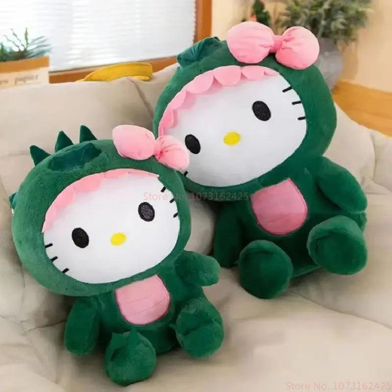 80cm Sanrio Dinosaur Hello Kitty Plush Toy Kawaii Anime Large Plushie Pillow Cute 35/50/65cm Cartoon Stuffed Doll Christmas Gift