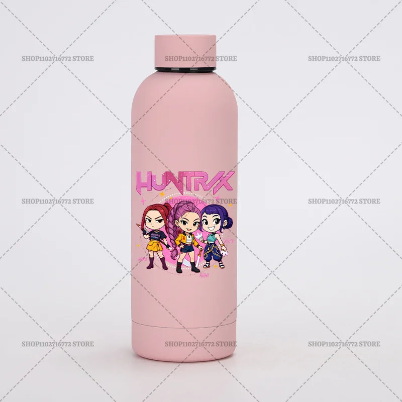 KPop Demon Hunters Kids Sports Water Cup Cute Anime Women Drinking Bottles Huntrix Rumi Zoey Cartoon Print Bottle Birthday Gift