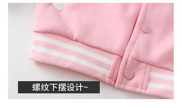 Kids Sanrio Fall/Winter Jacket Baseball Uniform Hello Kitty & Bear Pattern Print Thick warm stylish coat for boys and girls 2-14
