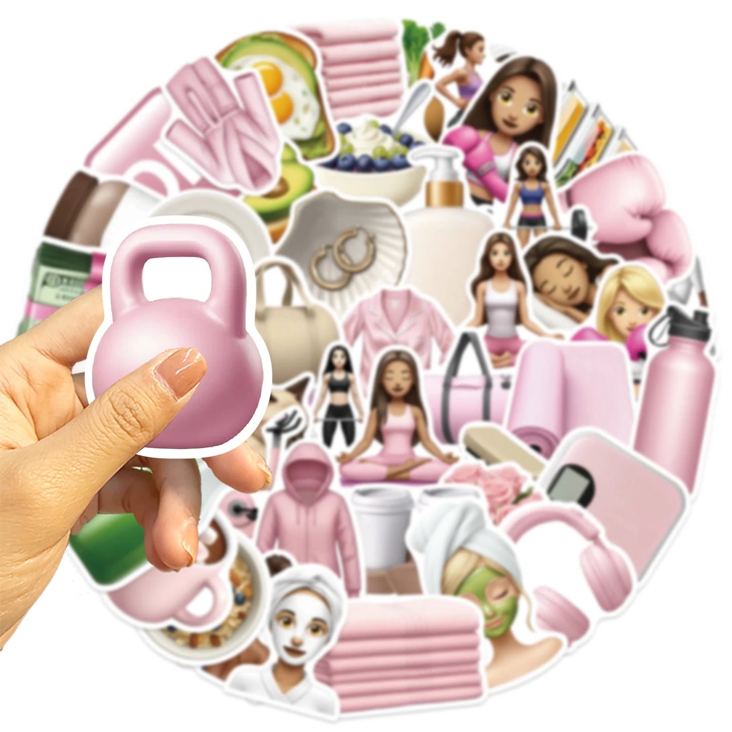 50PCS Sports Fitness Incentive Stickers Cool Girl Stickers GYM PVC Stickers Cartoon Graffiti Decoration Laptop Guitar Waterproof