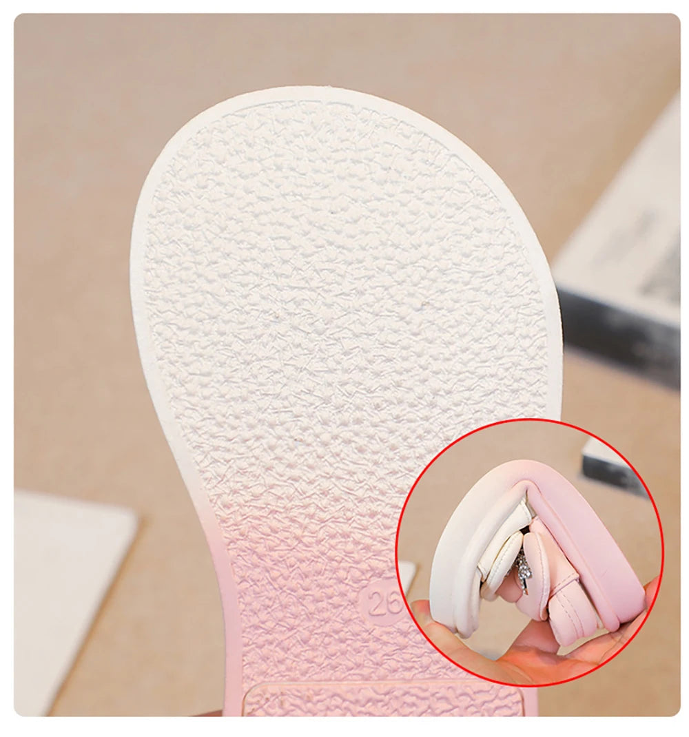 Korean Style Princess Sandals For Girls Rhinestone Butterfly Teenager Girl's Sandals Trend Fashion Teenager Beach Sandals Kids