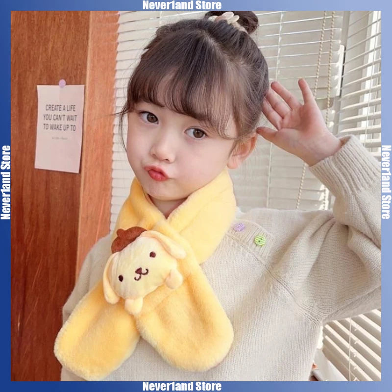 Kawaii Sanrio Plush Kuromi Children Scarf Cinnamoroll My Melody Anime Accessories Soft Thickened Kids Scarves Girls Cute Gifts