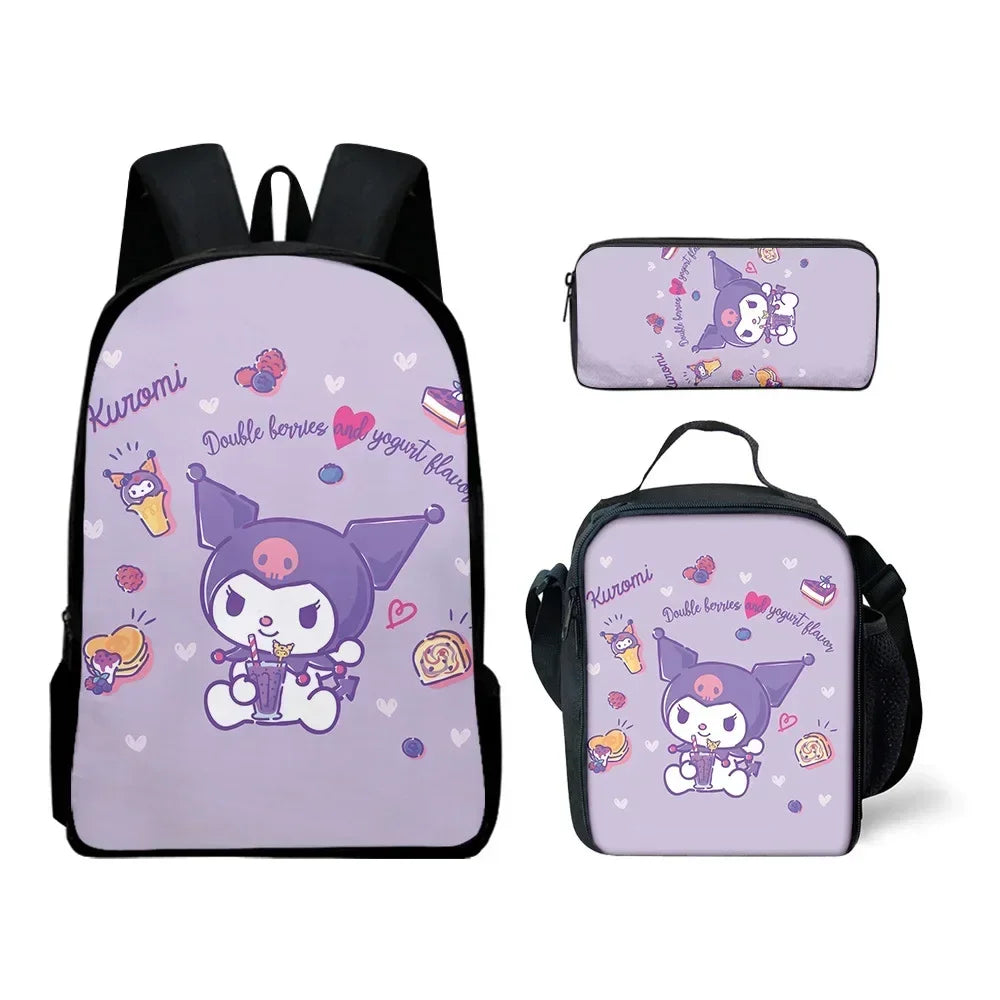 Backpack Kuromi Backpack PencilBag Student Primary and Middle kawaii Cartoon SchoolBag Mochila Birthday Gift For Girls Kids Boys