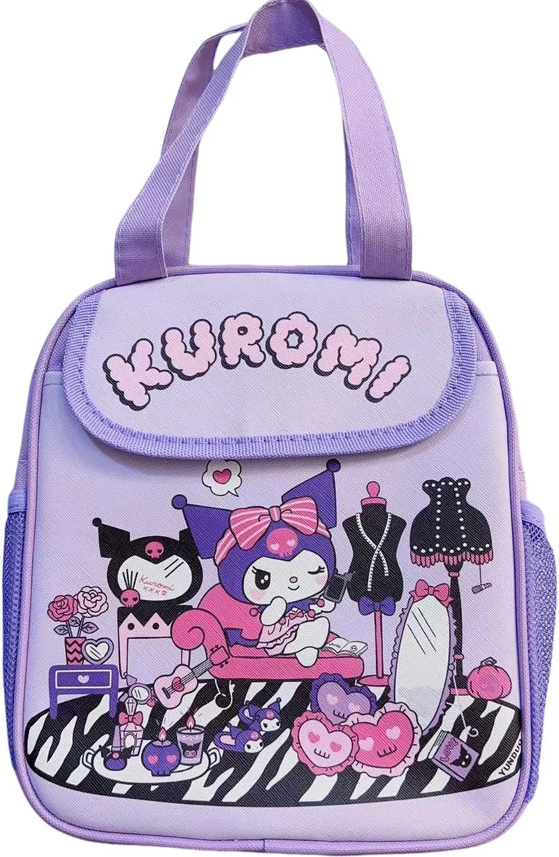 Hello Kitty Kuromi Cinnamonroll  Cartoon Kids Lunch Bag Thermal Insulation Aluminum Film C anvas Portable Insulation  Lunch Bag
