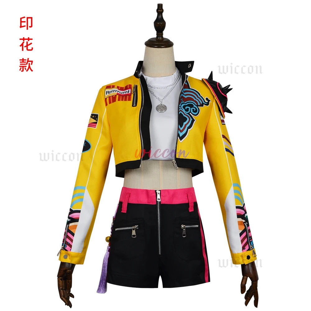 2025Demon Hunters Huntrix Rumi Cosplay KPOP Group Stage Cosplay Print Pattern Uniform Halloween Party Sexy Outfit For Woman