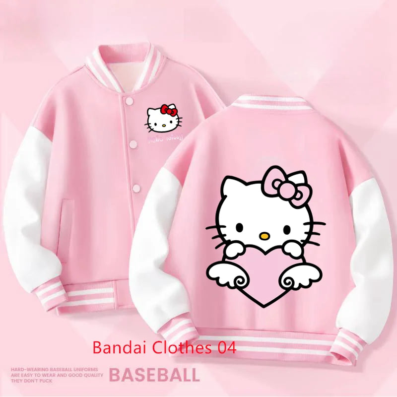 Kids Sanrio Fall/Winter Jacket Baseball Uniform Hello Kitty & Bear Pattern Print Thick warm stylish coat for boys and girls 2-14