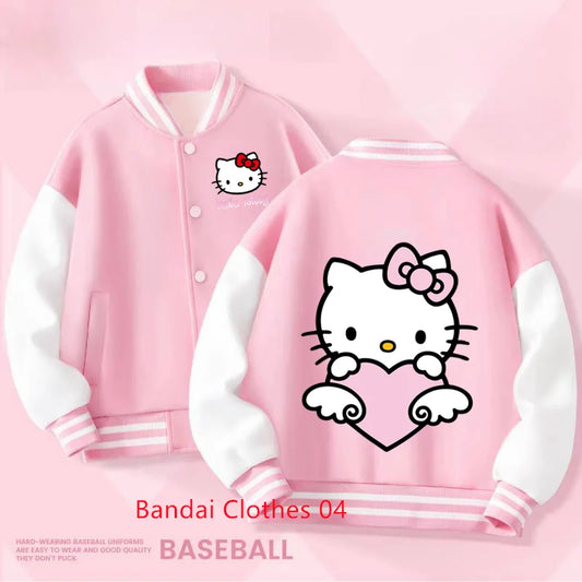 Kids Sanrio Fall/Winter Jacket Baseball Uniform Hello Kitty & Bear Pattern Print Thick warm stylish coat for boys and girls 2-14