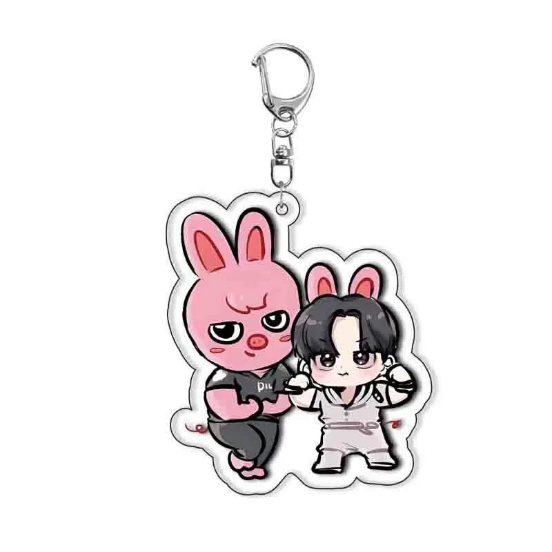 SKZOO Stray Kids Keychain Acrylic KPOP Keychain Accessories, Stray Kids Accessories Creative Bags Car Keychain Friends Gift