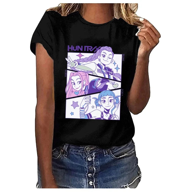 Kpop Demon Hunters Cartoon Patches for Clothes Vynil Heat Transfer Thermal Stickers DIY Kids T shirt Iron on for Women Appliqued