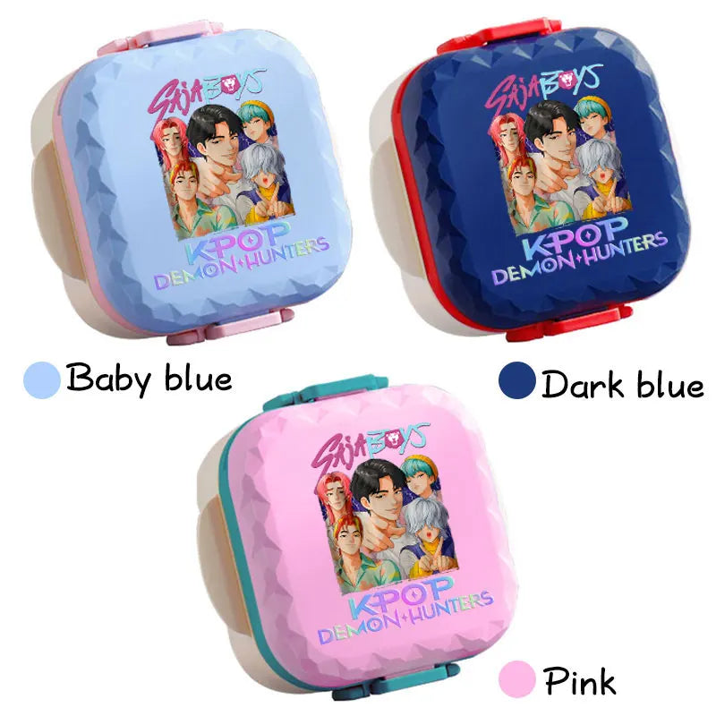 800ml For KPop Demon Hunters Lunch Box Microwave Heating Anime HUNTR/X Rumi Mira Zoey Bento Box BPA Free Comes with Tableware