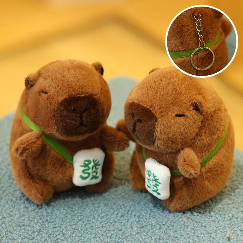 Cartoon Capybara Plush Keychain Bag Pendant Hanging Decoration Cute Stuffed Doll Toy Desktop Doll Ornament Car Keyring Kids Gift