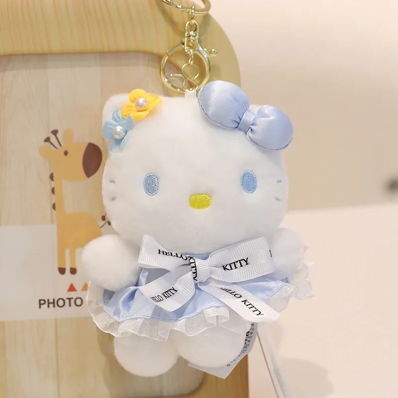Sanrio Hello Kitty Stuffed Toys Bag Pendant Accessories Cute Plush Toys Kitten Keyring Anime Keychain Kids Birthday Gift