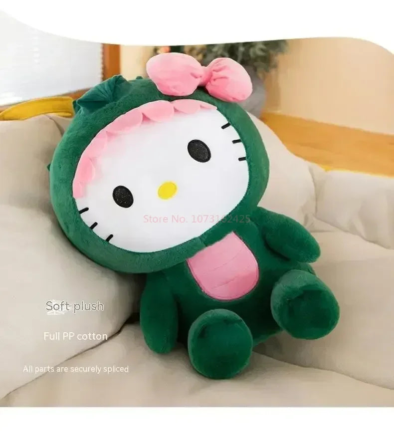 80cm Sanrio Dinosaur Hello Kitty Plush Toy Kawaii Anime Large Plushie Pillow Cute 35/50/65cm Cartoon Stuffed Doll Christmas Gift
