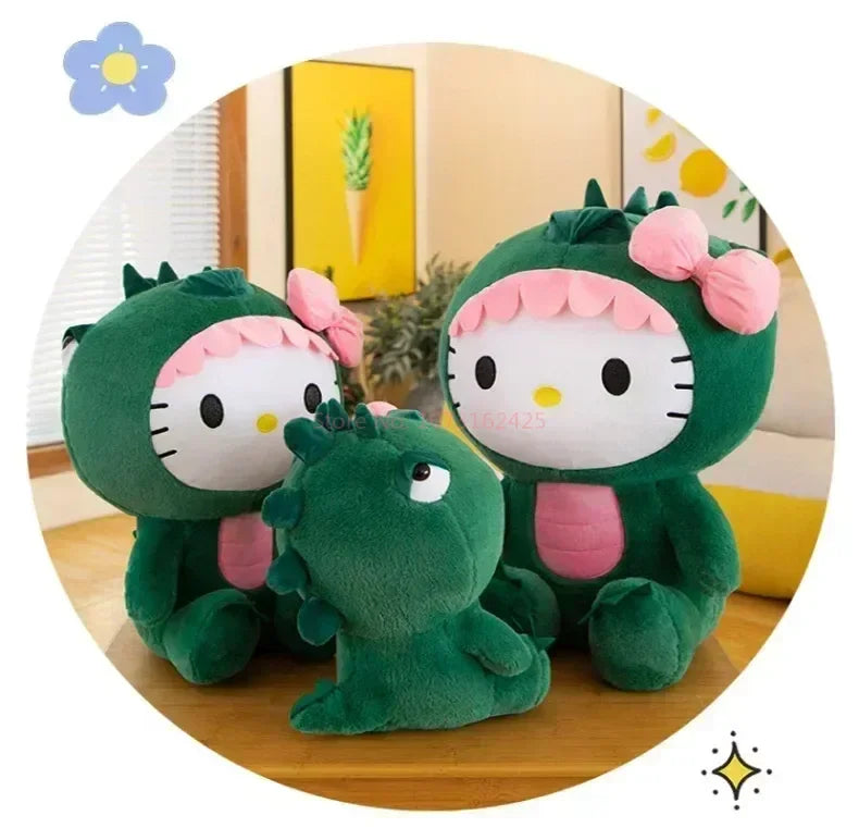 80cm Sanrio Dinosaur Hello Kitty Plush Toy Kawaii Anime Large Plushie Pillow Cute 35/50/65cm Cartoon Stuffed Doll Christmas Gift